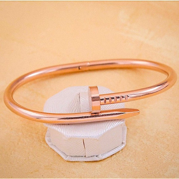 Rose Gold Nail Screw Bangle Bracelet - Picture 11 of 14